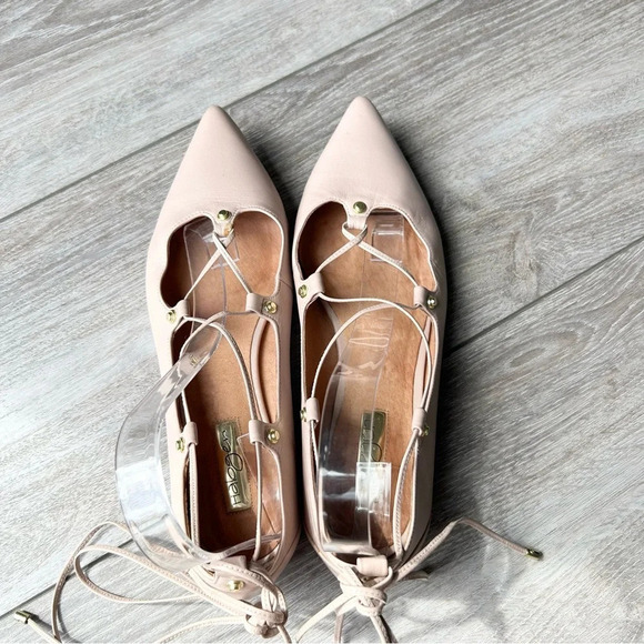 Halogen Ballet Flats Lace Up Ankle Ties Blush  Leather Boho - Picture 5 of 16